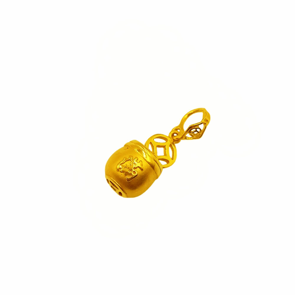 916 Gold Wealth Rice Bucket With Coin Pendant