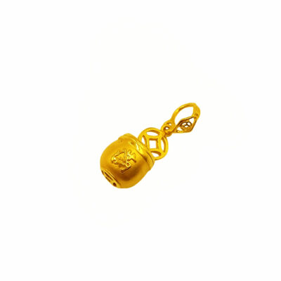 916 Gold Wealth Rice Bucket With Coin Pendant