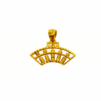 916 Gold Abacus Fan Pendant