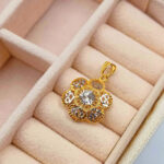 916 Gold Two Tone Flower Pendant