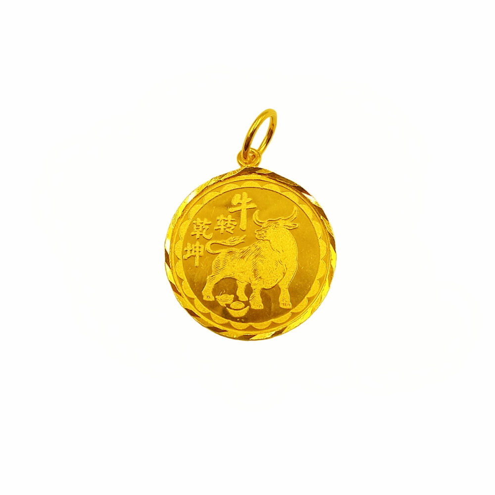 916 Gold Zodiac Pendant ( Ox  )