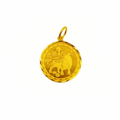 916 Gold Zodiac Pendant ( Ox  )