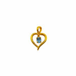 916 Gold Blue Topaz Heart Shape Pendant