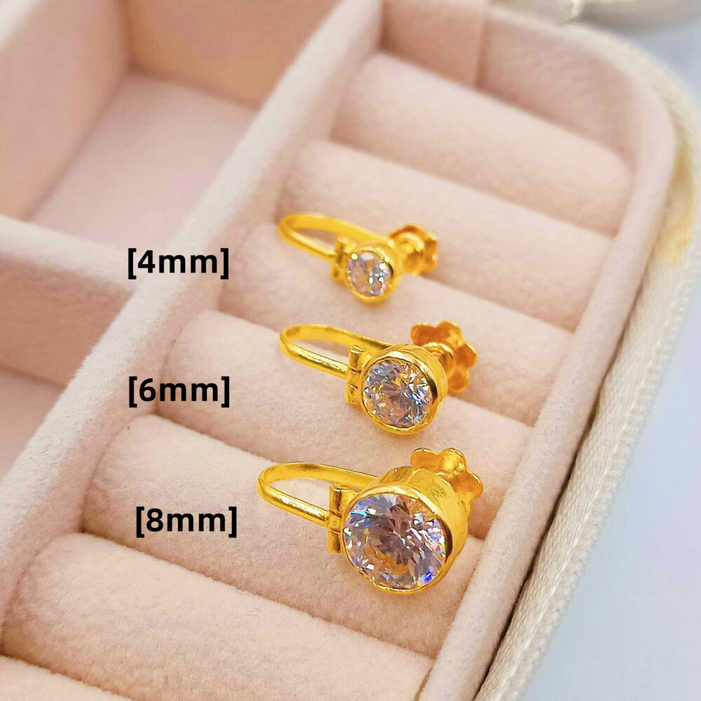 916 Gold Men Earstud With Zirconia