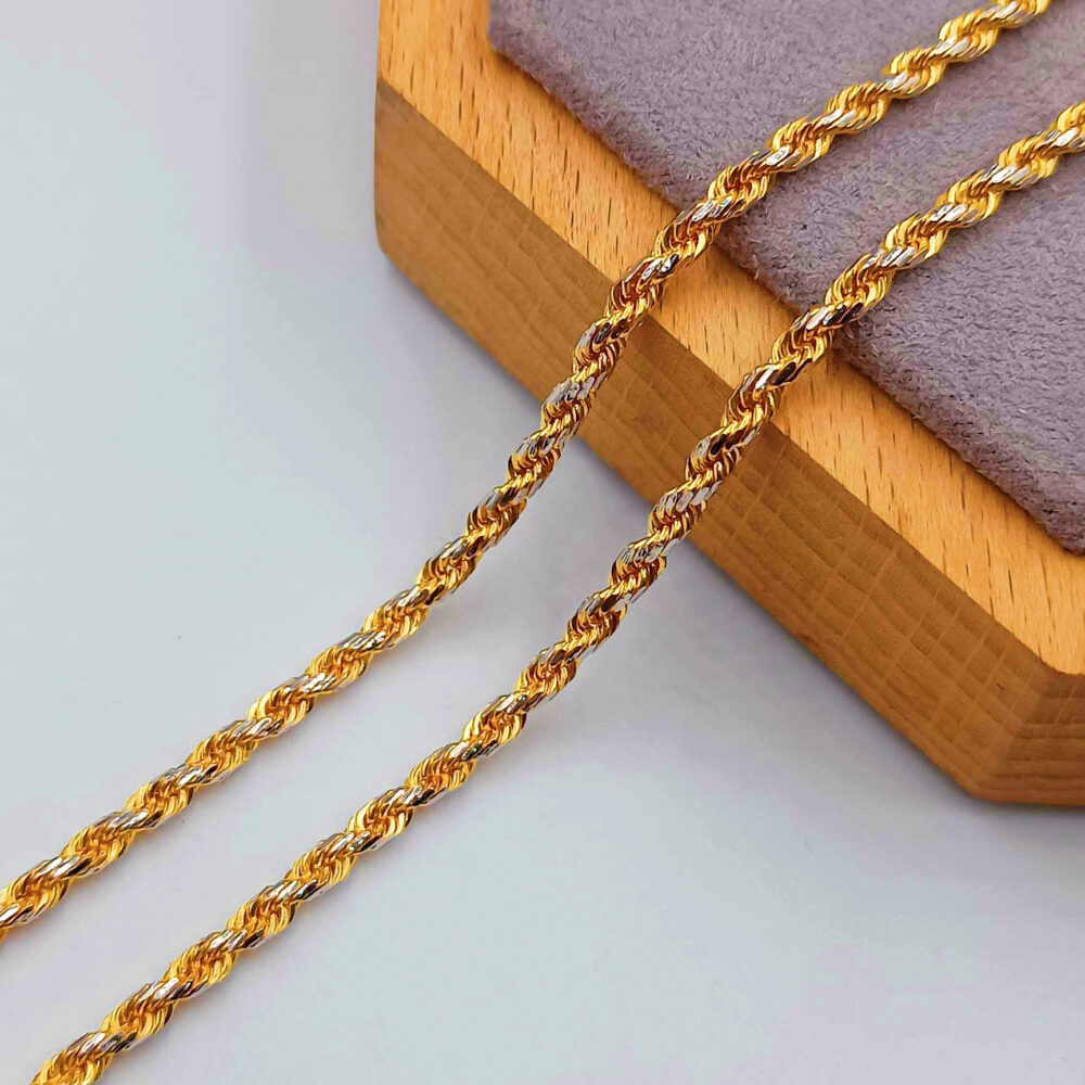 916 Gold Two Tone Solid Rope Chain (2.5mm) - Image 2