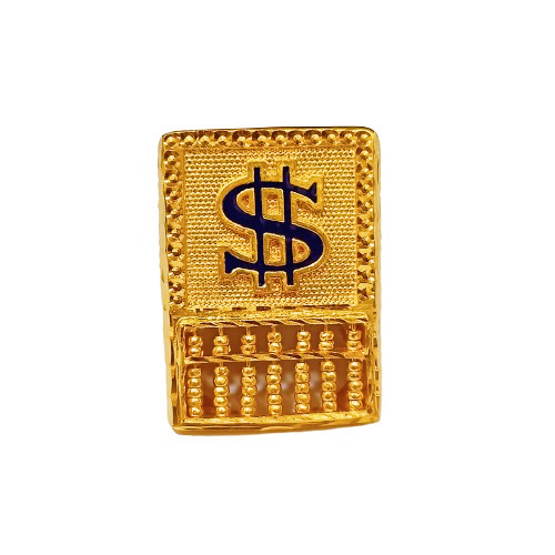 916 Gold Blue Dollar Sign Abacus Biscuit Ring - Image 2