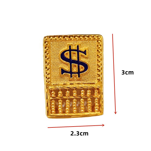 916 Gold Blue Dollar Sign Abacus Biscuit Ring - Image 3
