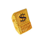 916 Gold Blue Dollar Sign Abacus Biscuit Ring