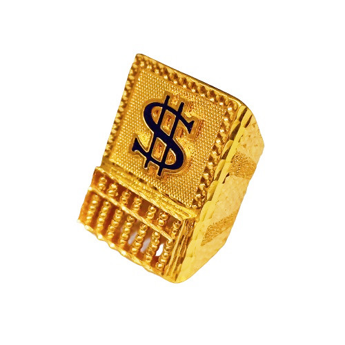 916 Gold Blue Dollar Sign Abacus Biscuit Ring - Image 4