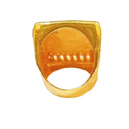 916 Gold Blue Dollar Sign Abacus Biscuit Ring - Image 5