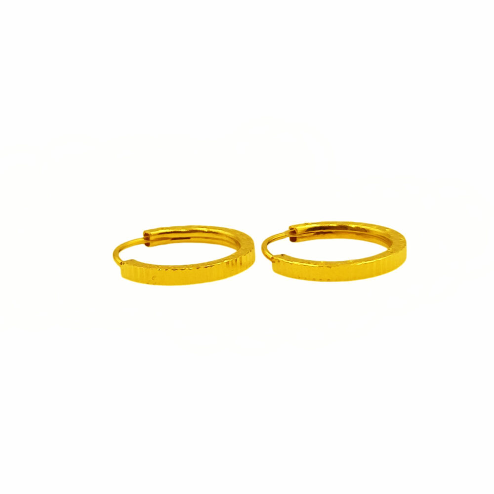 916 Gold Casting Round Hoop Earrings - Image 2
