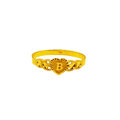 916 Gold Initial Letter "B" Ring
