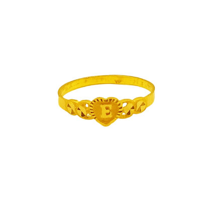 916 Gold Initial Letter "E" Ring