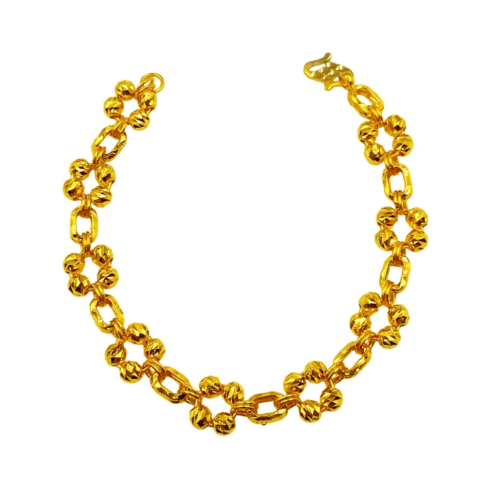 916 GOLD FLOWER BEAD LINK BRACELET Marina Goldsmith