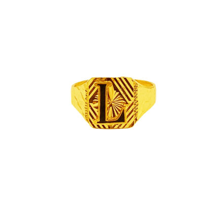 916 Gold Initial Letter "L" Ring
