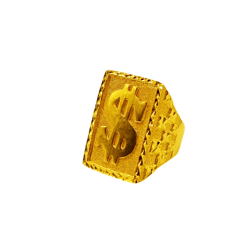 916 Gold Dollar Sign Biscuit Ring - Image 3