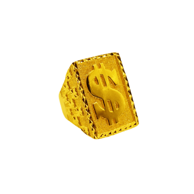 916 Gold Dollar Sign Biscuit Ring