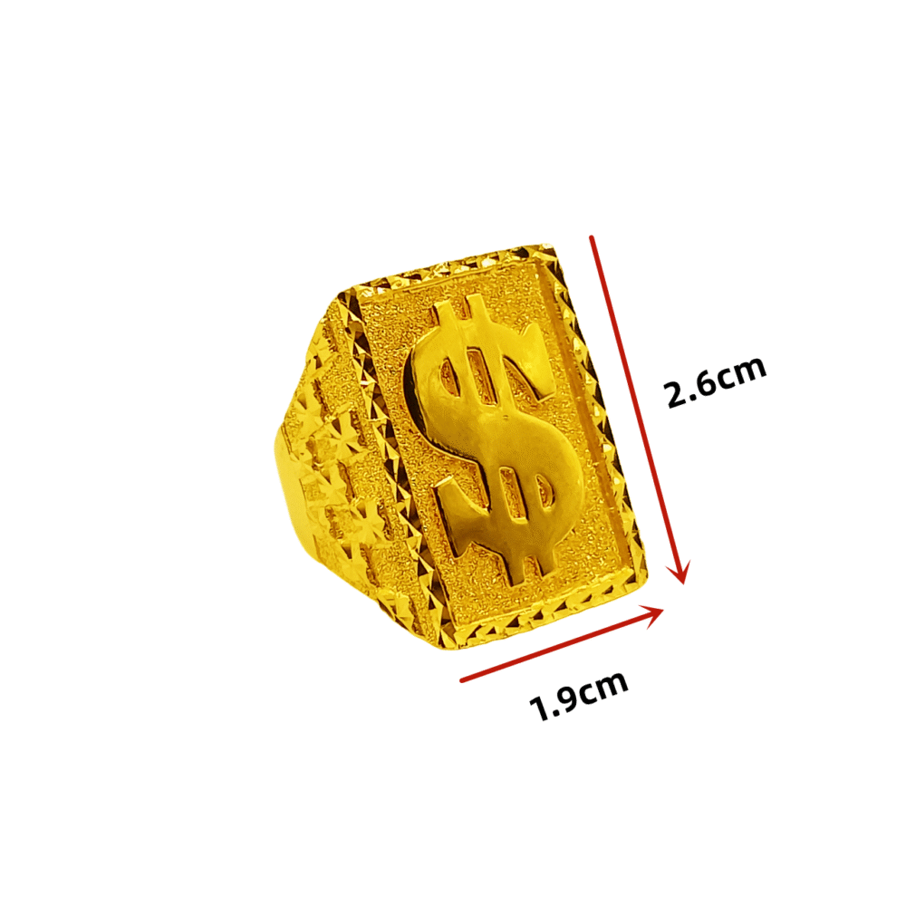 916 Gold Dollar Sign Biscuit Ring - Image 2