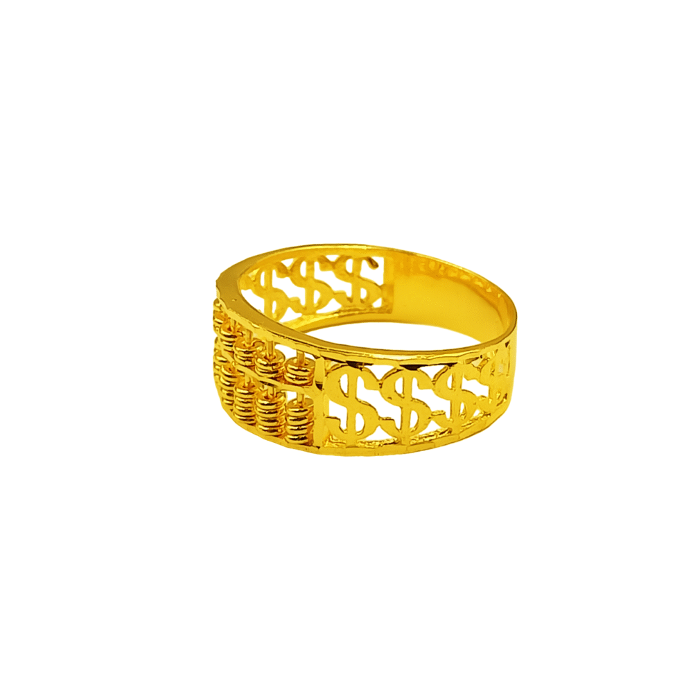 916 Gold Dolar Sign With Abacus Ring (6 Row) - Image 3