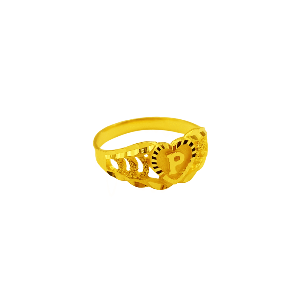 916 Gold Initial Letter "P" Ring