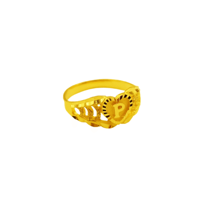 916 Gold Initial Letter "P" Ring