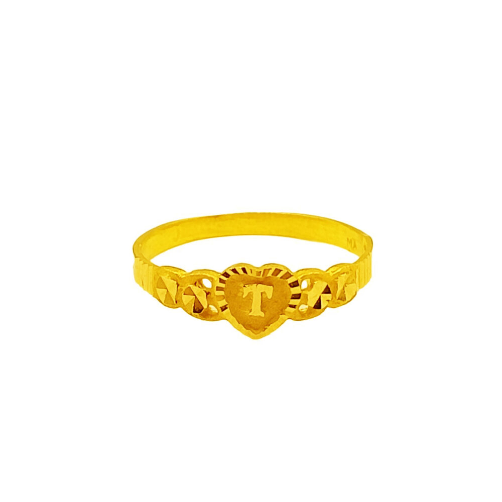 916 Gold Initial Letter "T" Ring
