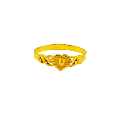 916 Gold Initial Letter "U" Ring