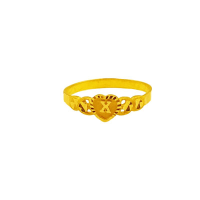 916 Gold Initial Letter "X" Ring