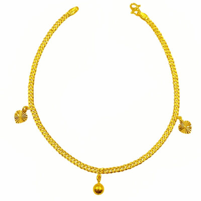 916 Gold Cowboy Anklet With Heart And Bell