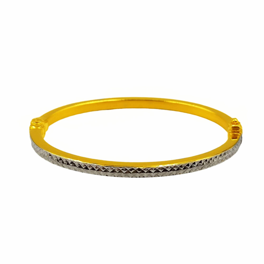 916 Gold Two Tone Laser Cut Bangle