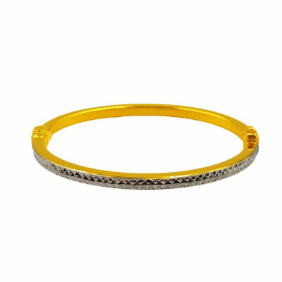 916 Gold Two Tone Laser Cut Bangle