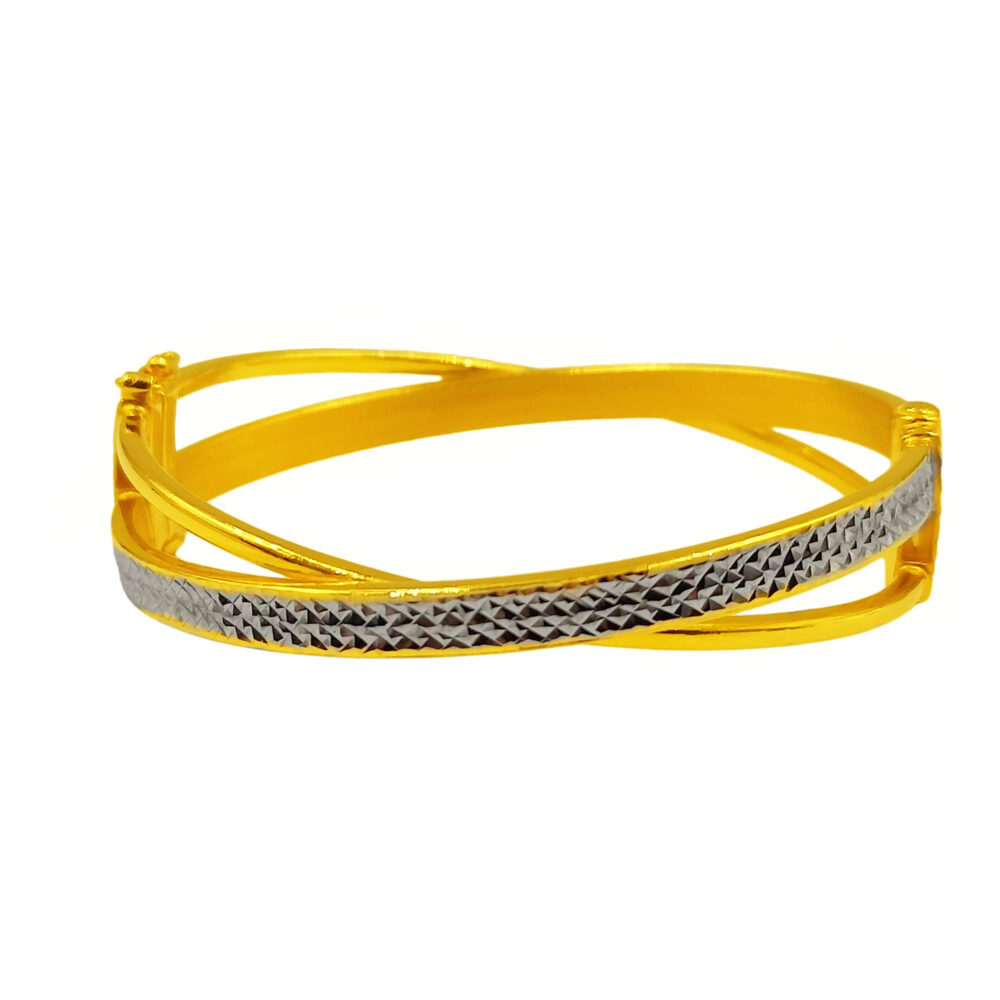 916 Gold Two Tone Crossover Bangle