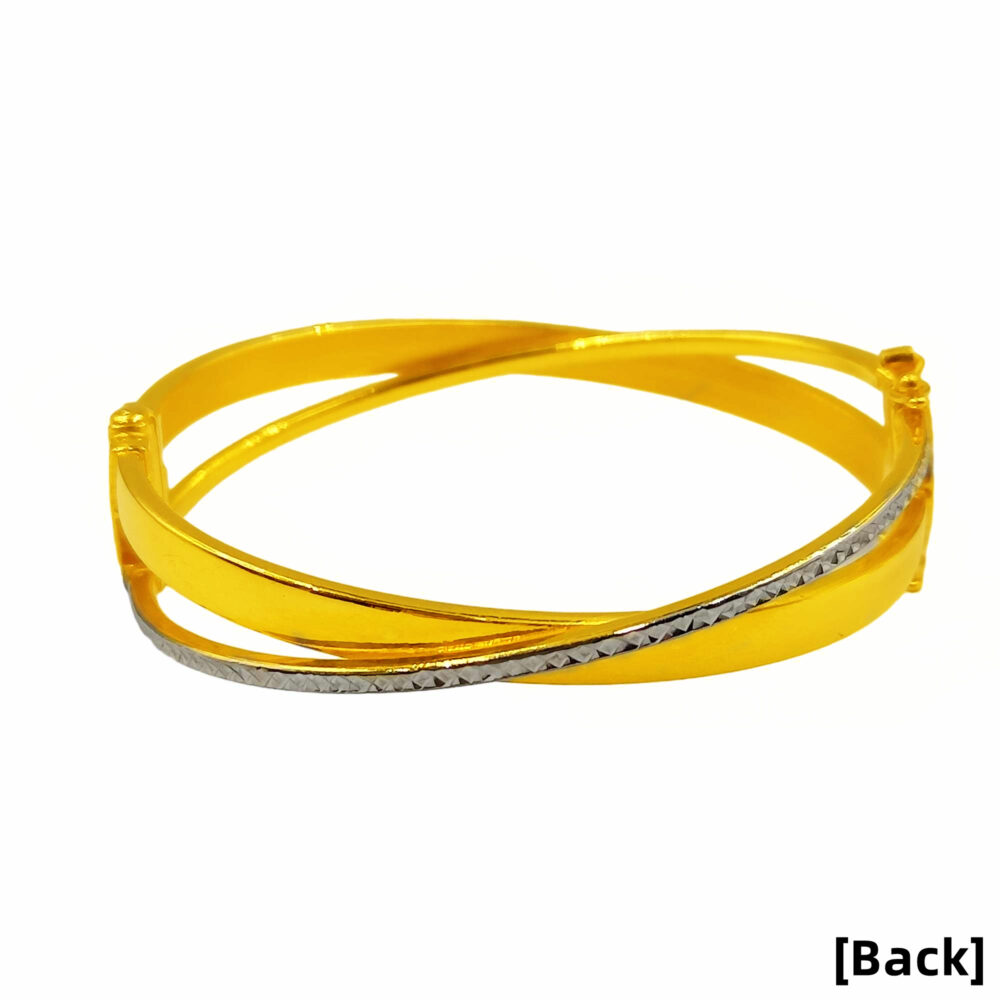916 Gold Two Tone Crossover Bangle - Image 2