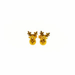 916 Gold Santa'S Reindeer Stud Earrings