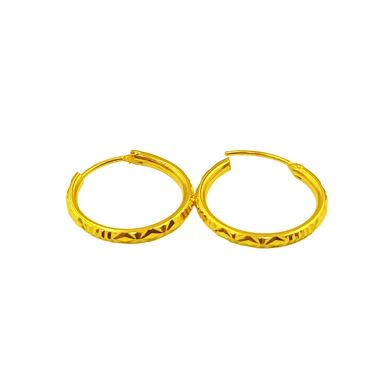 916 Gold Hollow Casting Hoop Earrings - Image 2