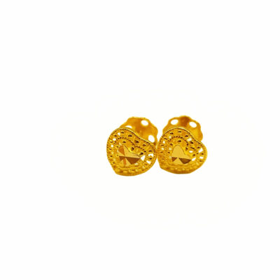 916 Gold Romantic Heart Stud Earrings