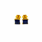 916 Gold Blue Zirconia Stud Earrings