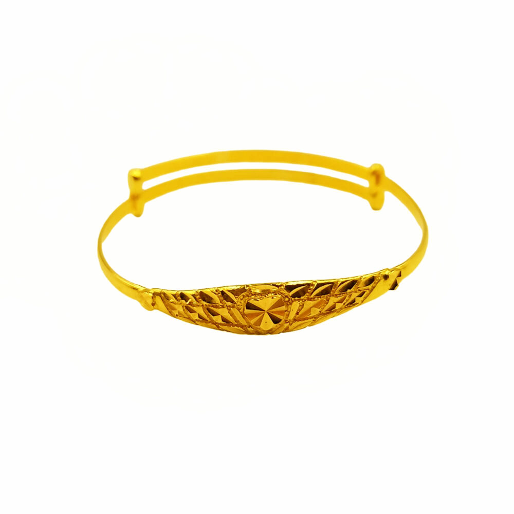 916 Gold Heart Baby Bangle ( Adjustable )