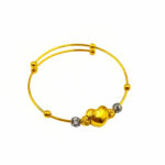 916 Gold Two Tone With Heart Baby Bangle ( Adjustable )