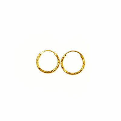 916 Gold Small Diamond Cut Hoop Earrings