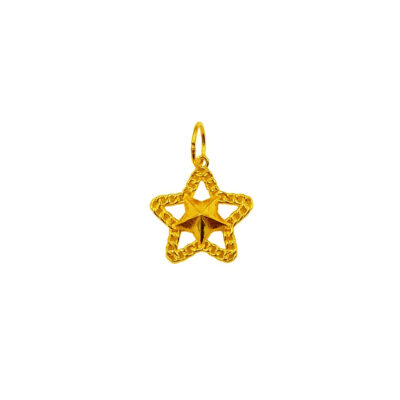 916 Gold Double Star Pendant