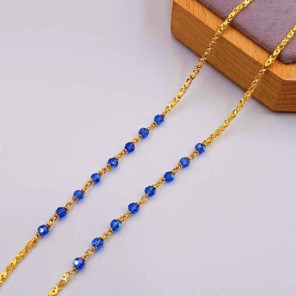 916 Gold Blue Crystal Chain (4mm) - Image 2