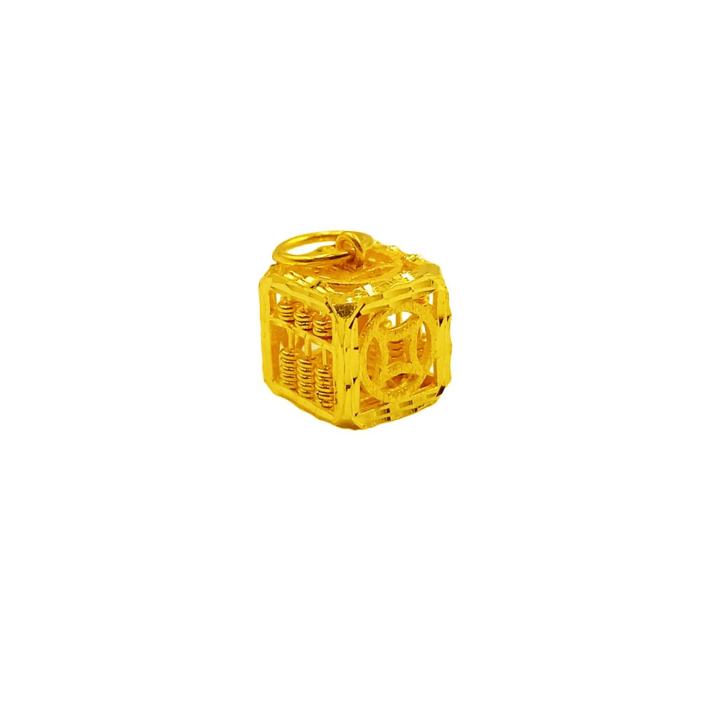 916 Gold Dice Coin Abacus Pendant - Image 2