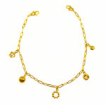 916 Gold Dangling 5 Charms Baby Anklet