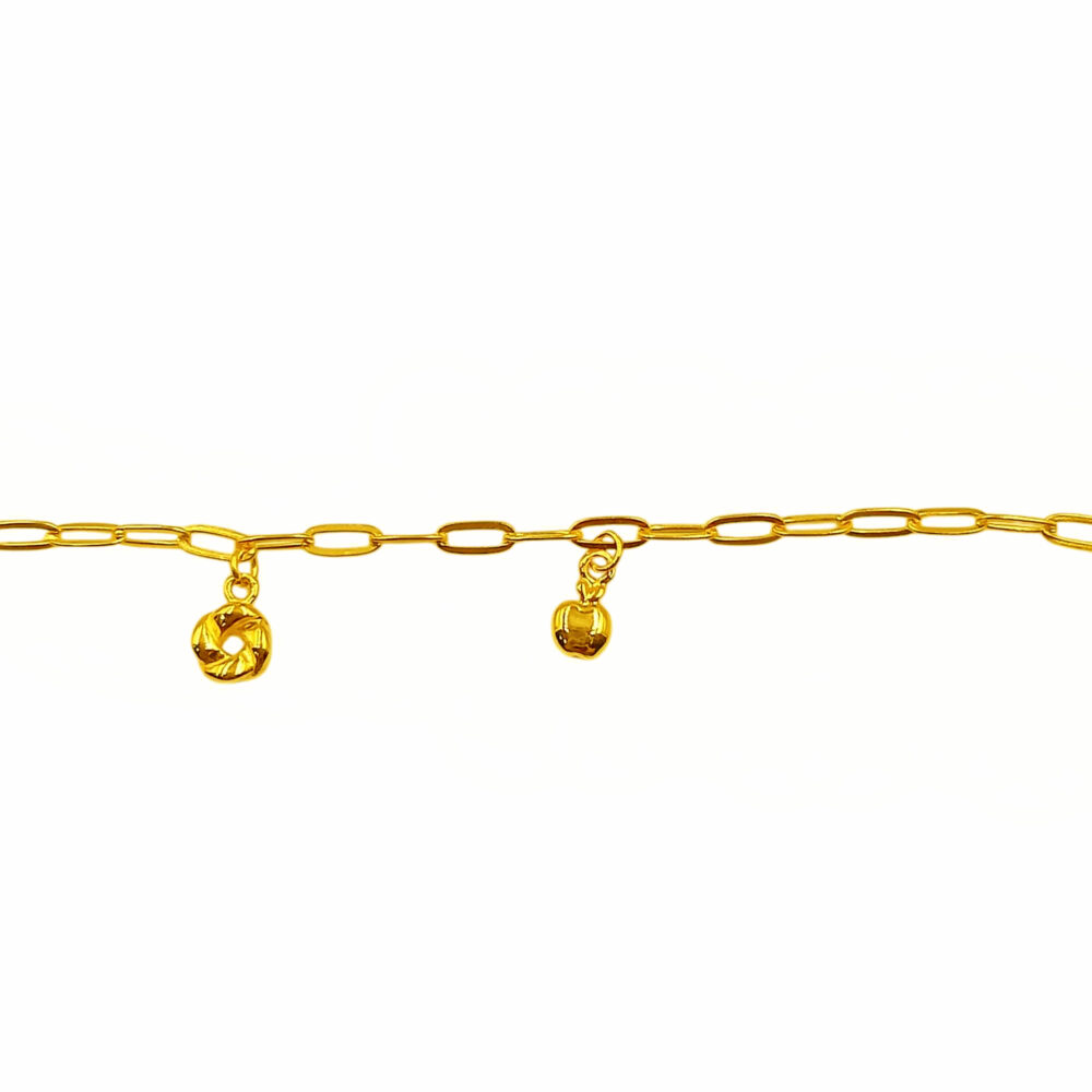 916 Gold Dangling 5 Charms Baby Anklet - Image 3