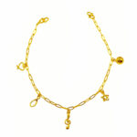 916 Gold Dangling 5 Charms Baby Anklet