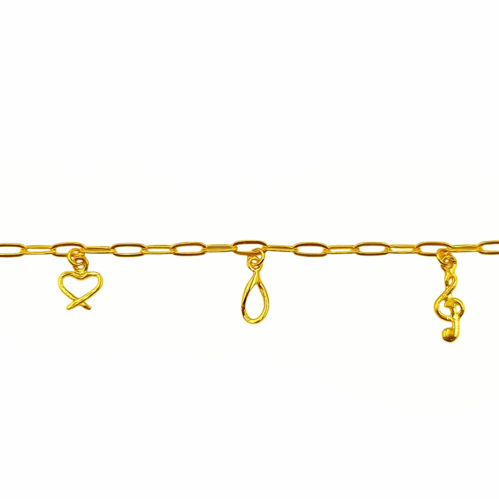 916 Gold Dangling 5 Charms Baby Anklet - Image 2