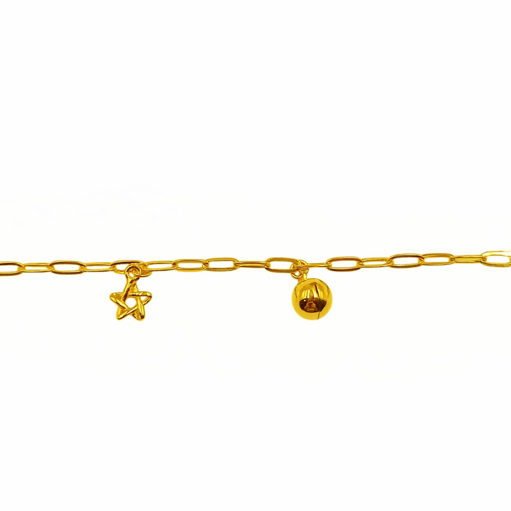 916 Gold Dangling 5 Charms Baby Anklet - Image 3