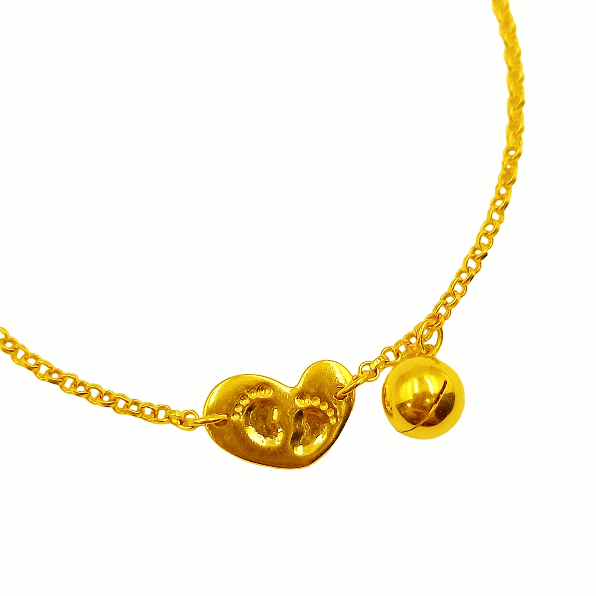 916 Gold Baby Footprint Bracelet - Image 2