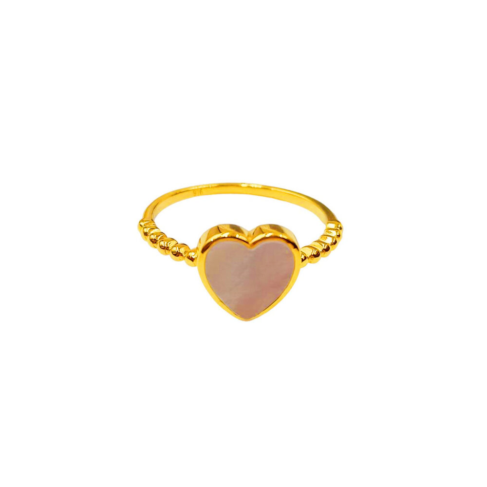 916 Gold White Heart Ring - Image 2